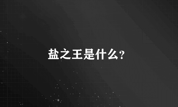 盐之王是什么？