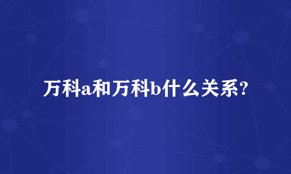 万科a和万科b什么关系?