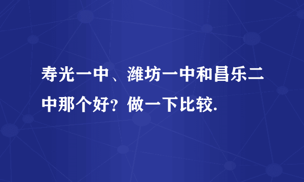 寿光一中、潍坊一中和昌乐二中那个好？做一下比较.