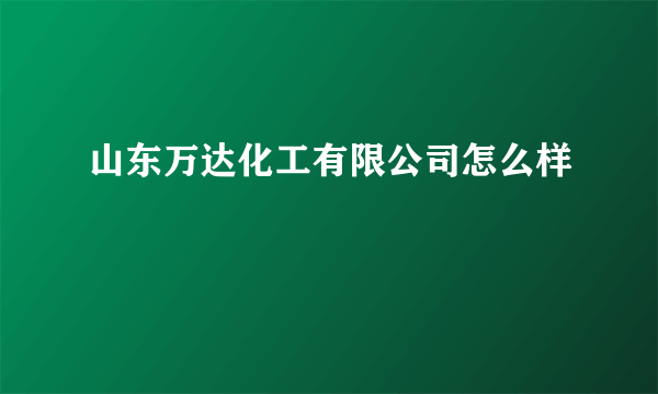 山东万达化工有限公司怎么样