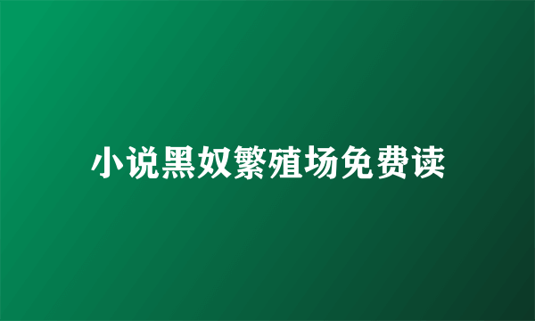 小说黑奴繁殖场免费读