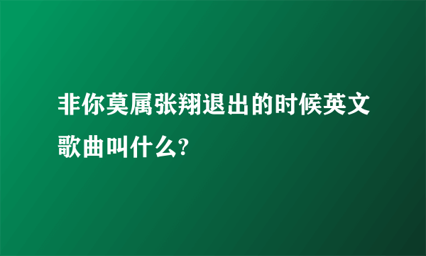 非你莫属张翔退出的时候英文歌曲叫什么?