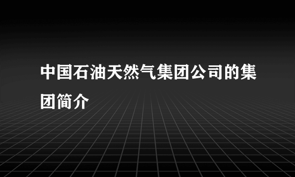 中国石油天然气集团公司的集团简介