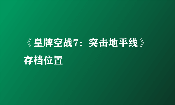 《皇牌空战7：突击地平线》存档位置