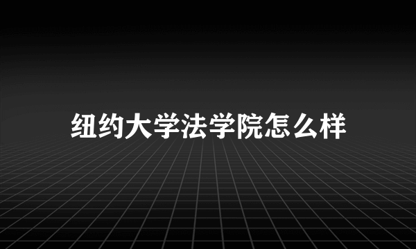 纽约大学法学院怎么样