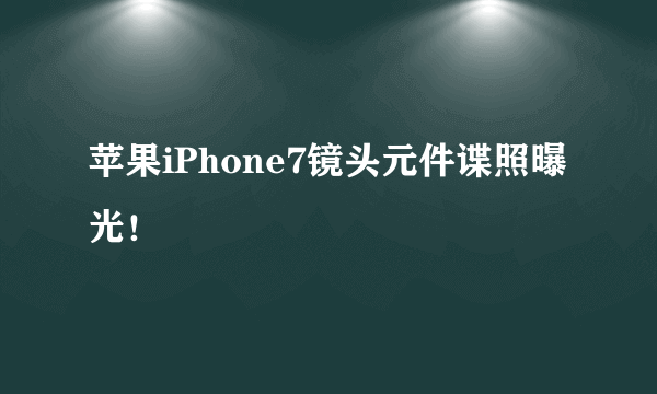 苹果iPhone7镜头元件谍照曝光！