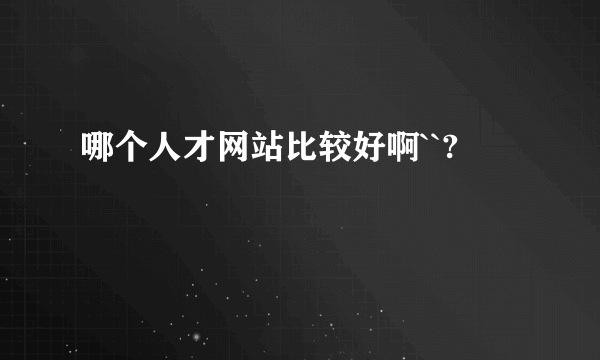 哪个人才网站比较好啊``?