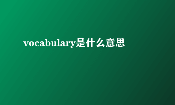 vocabulary是什么意思