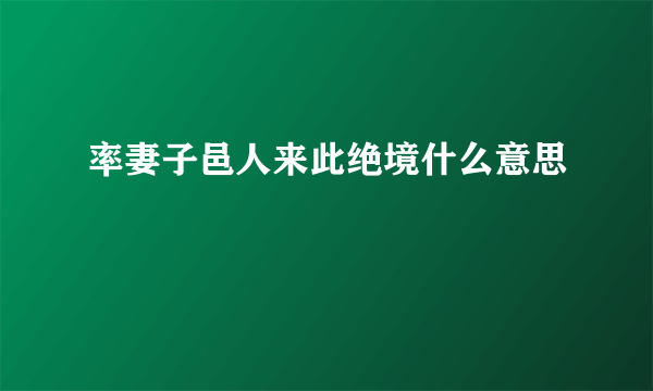 率妻子邑人来此绝境什么意思