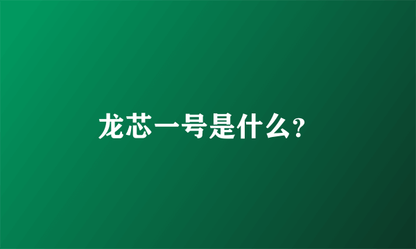 龙芯一号是什么？