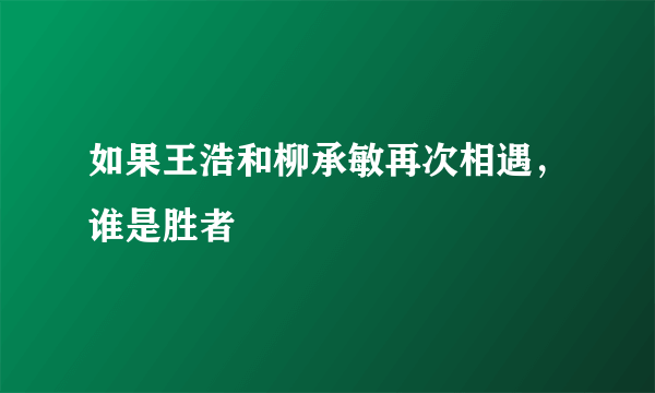 如果王浩和柳承敏再次相遇，谁是胜者