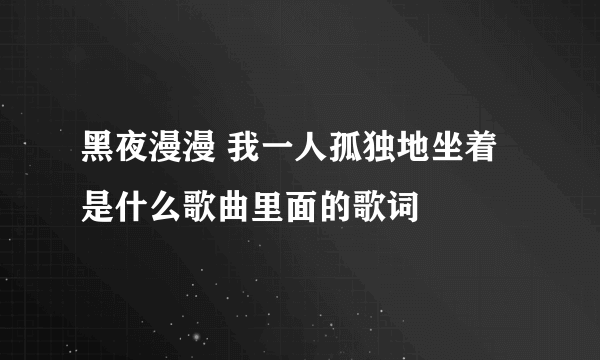 黑夜漫漫 我一人孤独地坐着 是什么歌曲里面的歌词