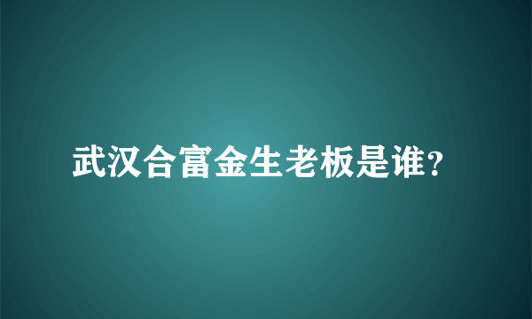 武汉合富金生老板是谁？