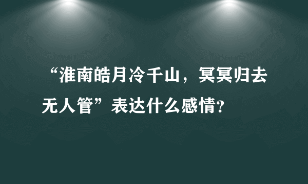 “淮南皓月冷千山，冥冥归去无人管”表达什么感情？