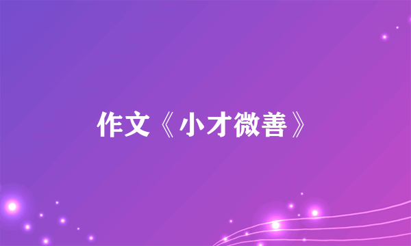 作文《小才微善》