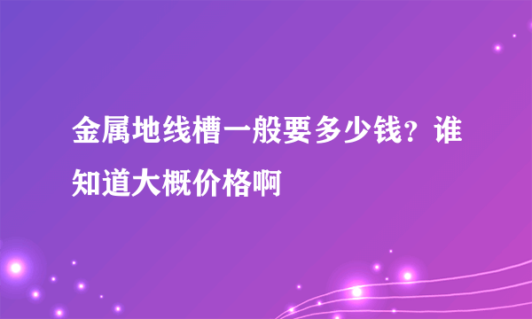 金属地线槽一般要多少钱？谁知道大概价格啊