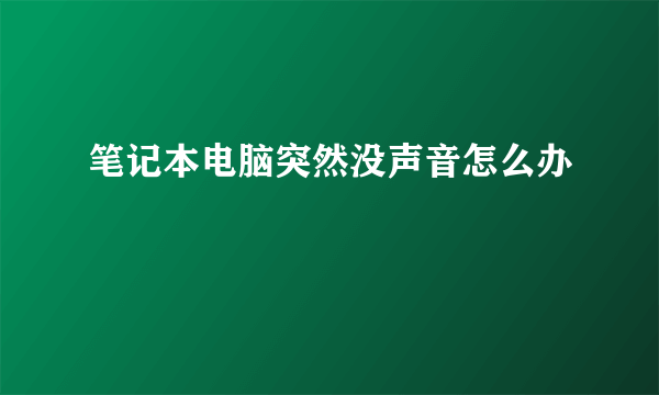 笔记本电脑突然没声音怎么办