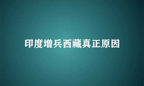 印度增兵西藏真正原因