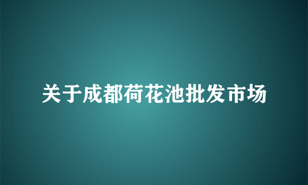 关于成都荷花池批发市场