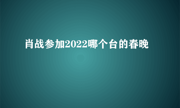 肖战参加2022哪个台的春晚