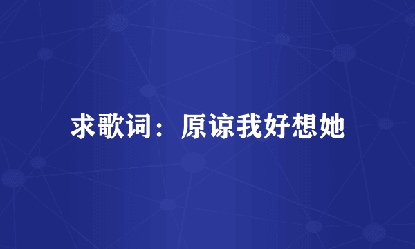 求歌词：原谅我好想她