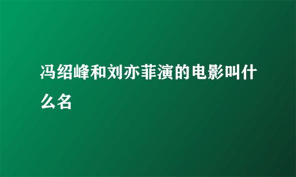 冯绍峰和刘亦菲演的电影叫什么名