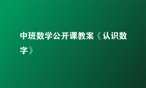 中班数学公开课教案《认识数字》