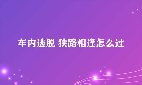 车内逃脱 狭路相逢怎么过