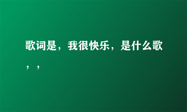 歌词是，我很快乐，是什么歌，，