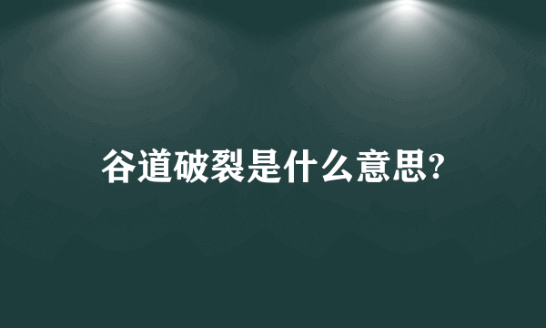 谷道破裂是什么意思?