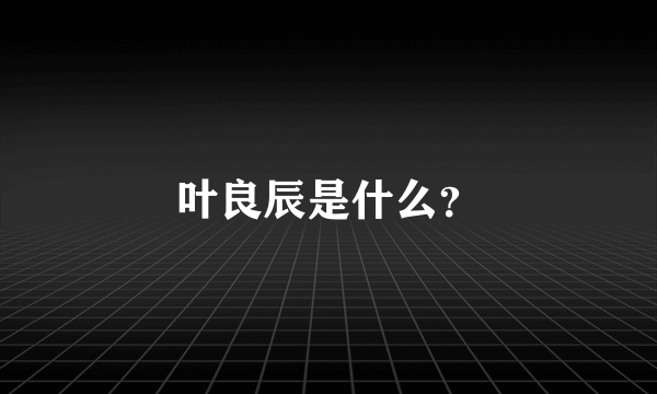 叶良辰是什么？
