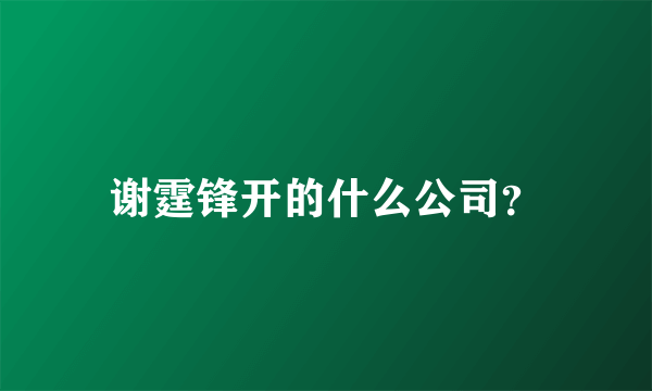 谢霆锋开的什么公司？