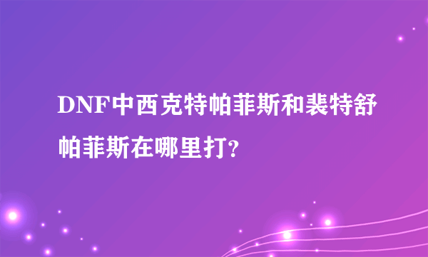 DNF中西克特帕菲斯和裴特舒帕菲斯在哪里打？