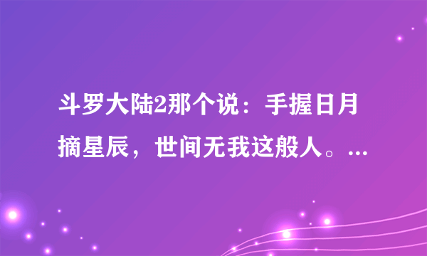 斗罗大陆2那个说：手握日月摘星辰，世间无我这般人。那个是谁？