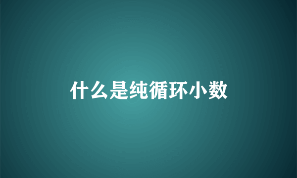 什么是纯循环小数