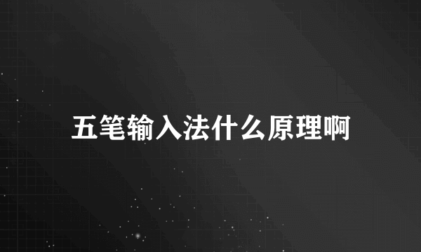 五笔输入法什么原理啊