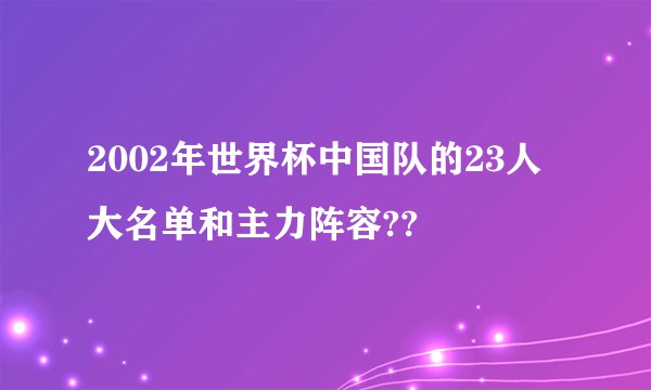 2002年世界杯中国队的23人大名单和主力阵容??