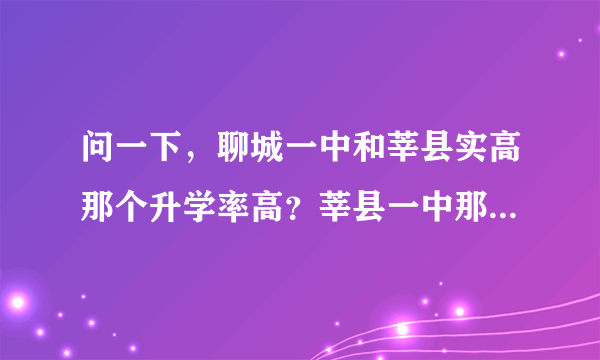问一下，聊城一中和莘县实高那个升学率高？莘县一中那？求解答。急急急啊啊！
