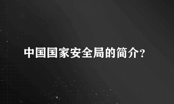 中国国家安全局的简介？