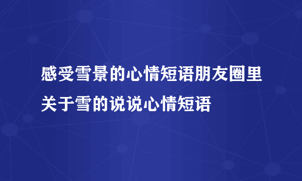 感受雪景的心情短语朋友圈里关于雪的说说心情短语