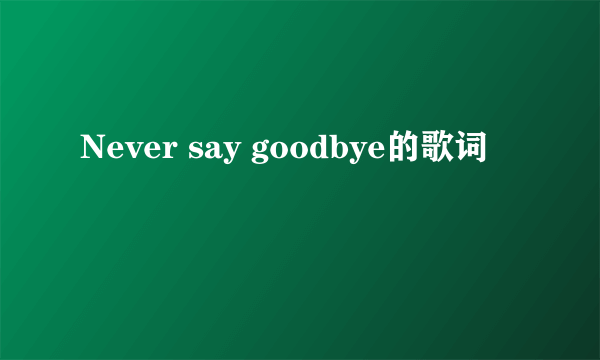 Never say goodbye的歌词