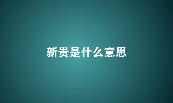 新贵是什么意思