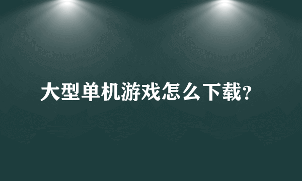 大型单机游戏怎么下载？