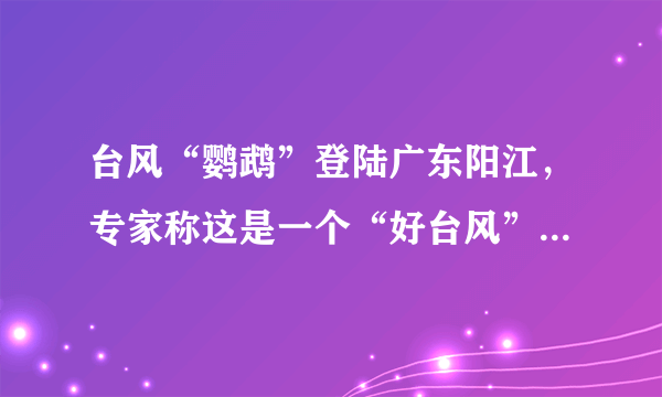 台风“鹦鹉”登陆广东阳江，专家称这是一个“好台风”为什么？