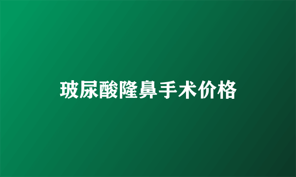 玻尿酸隆鼻手术价格