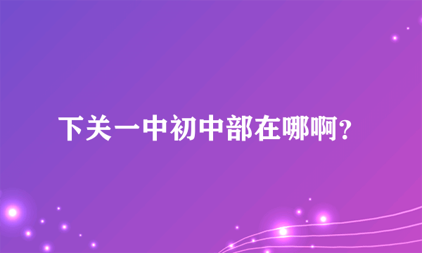 下关一中初中部在哪啊？