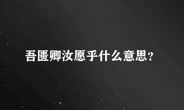 吾匮卿汝愿乎什么意思？