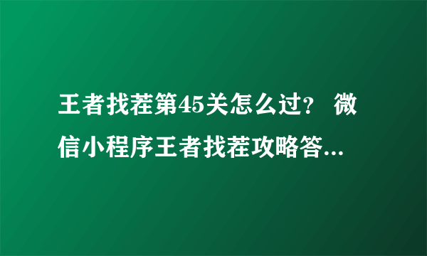 王者找茬第45关怎么过？ 微信小程序王者找茬攻略答案第45关