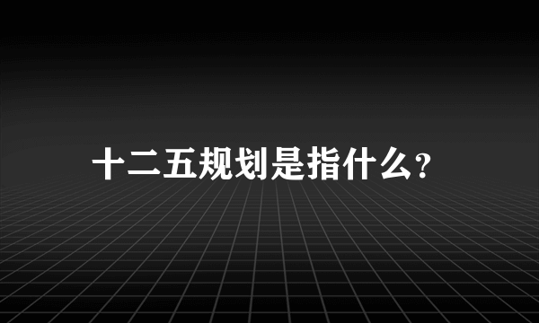 十二五规划是指什么？