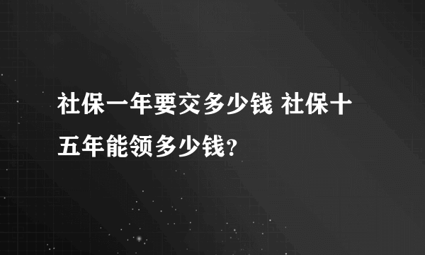 社保一年要交多少钱 社保十五年能领多少钱？